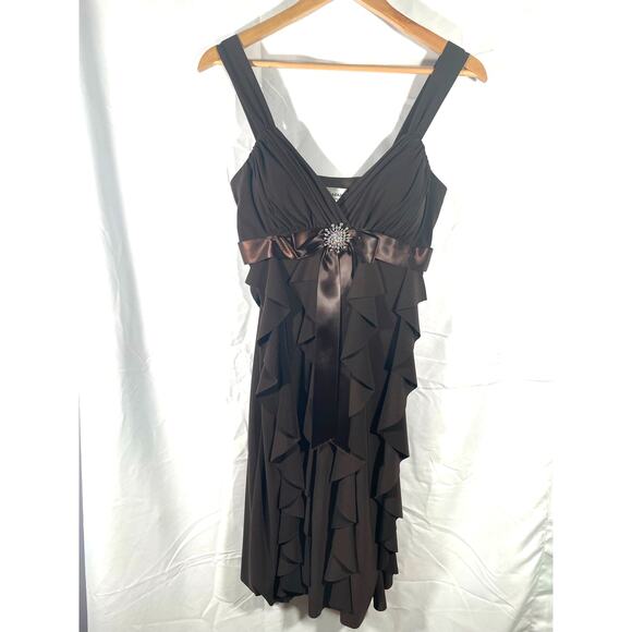 Betsy & Adam Women Size 8 Party Brown Dress Cocktail Flattering Evening Layered - Picture 9 of 10